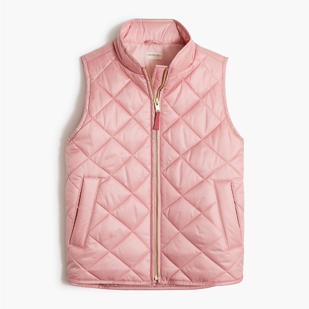 Crewcuts Shiny Light Pink Barbie Spring Quilted Vest with Side Pockets XS